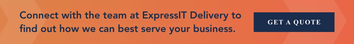 a banner sign that says Connect with the team at ExpressIt Delivery to find out how we can best serve your business